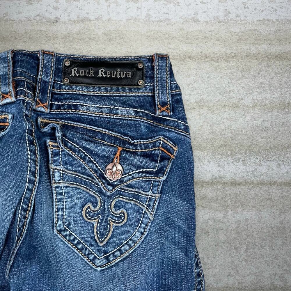Vintage Y2K Rock Revival Jeans Womens 26 Flared Bootcut Bell Bottoms Medium Wash - Picture 3 of 4